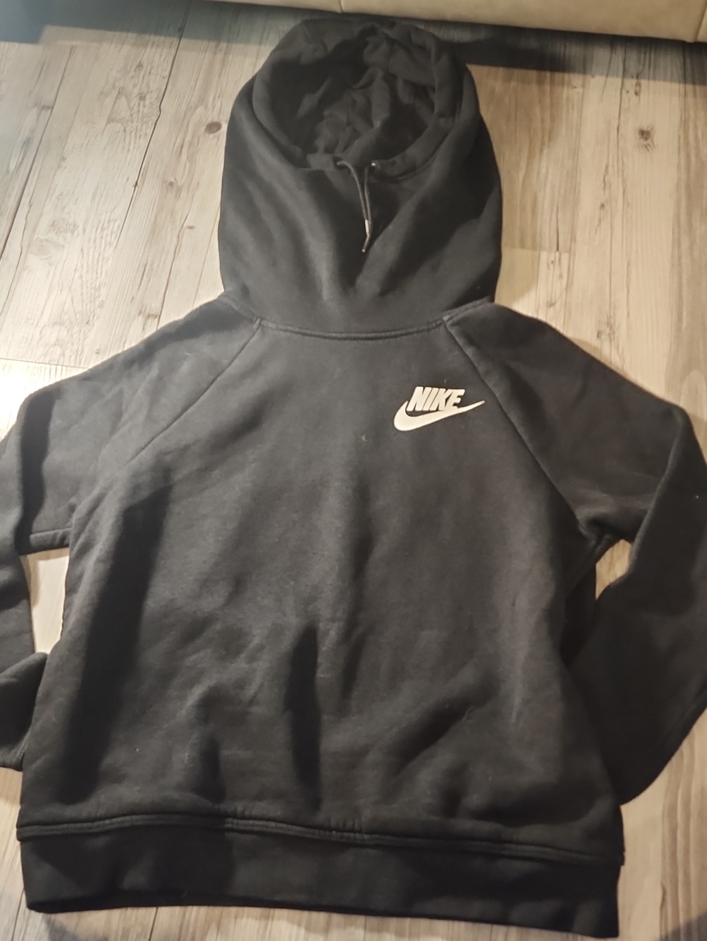 Nike Black Cowl Turtleneck Hoodie with White Swoosh